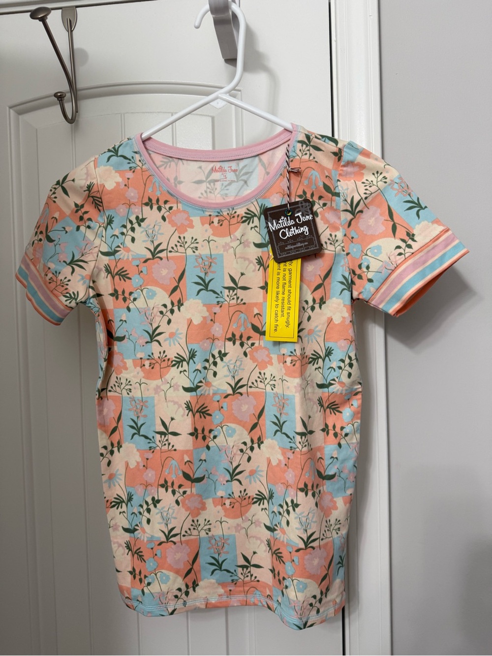Matilda Jane Peach, Light Blue & Cream Floral Patchwork Tee